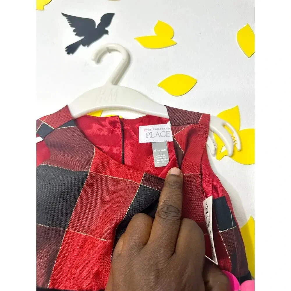 The‎ Children’s Place Christmas Red And Black Plaid Baby Girl Dress 12-18 Months - Picture 5 of 11